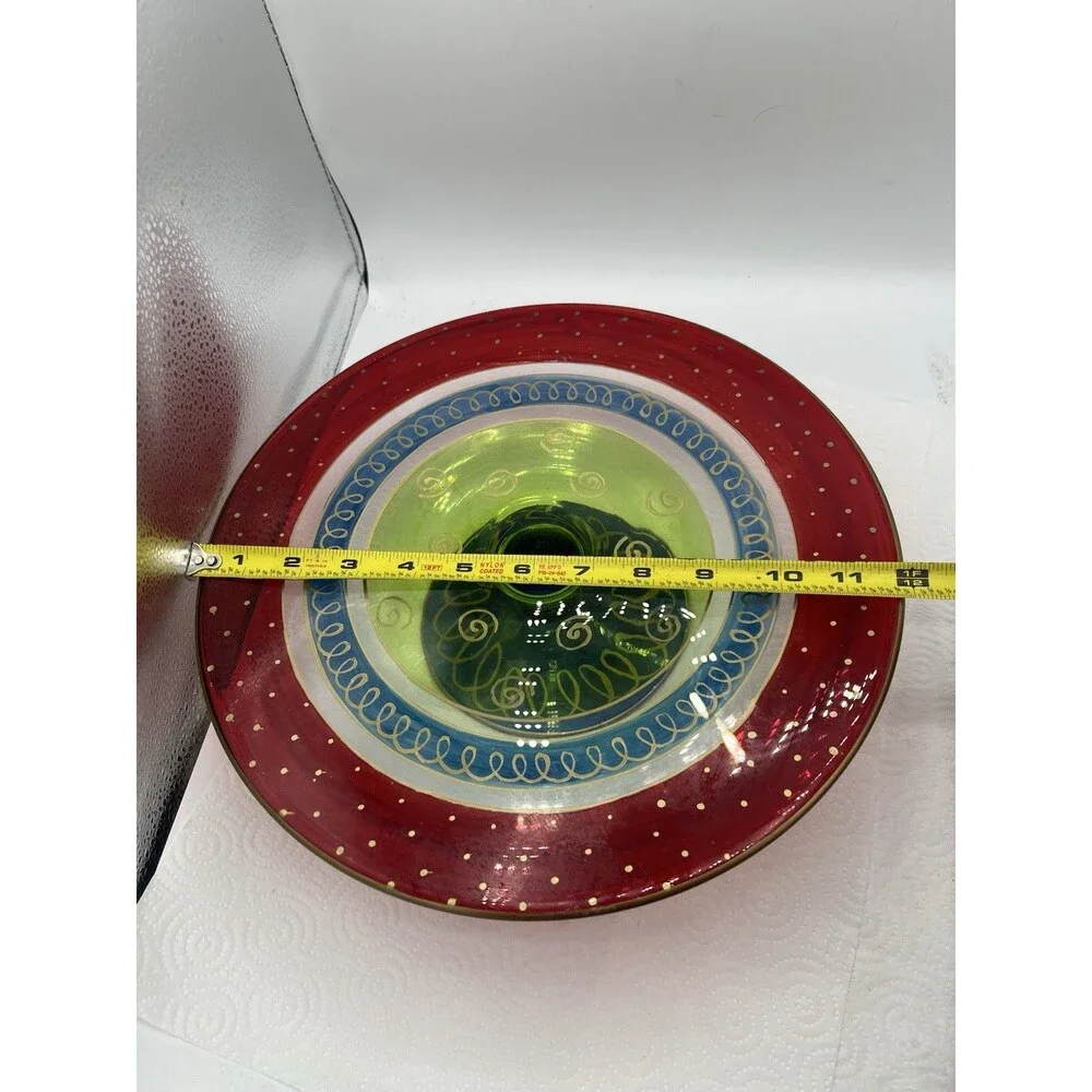 Pier 1 Festive Stripe Cake Plate Christmas Holiday Colorful 11 3/4”